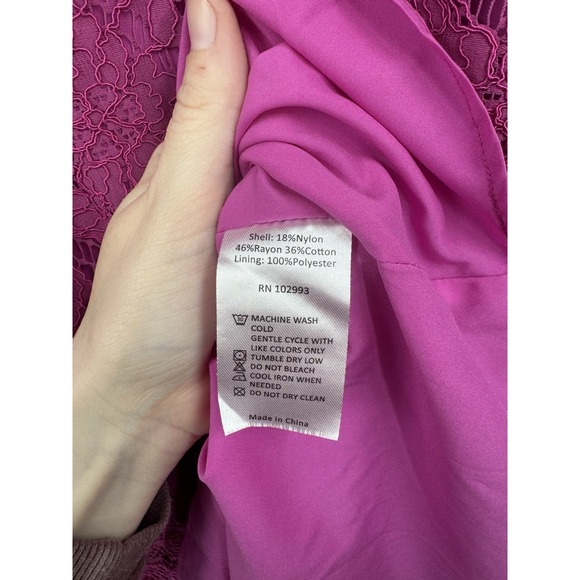 Adam Lippes Long Sleeve Lace Trapeze Midi Dress Women 8 Pink Feminine Romantic - Picture 5 of 11